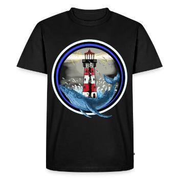 Poisson mammifère marin Baleine Poisson Phare Nautique - T-shirt Premium bio Homme - noir - Devant - Nico (187cm)