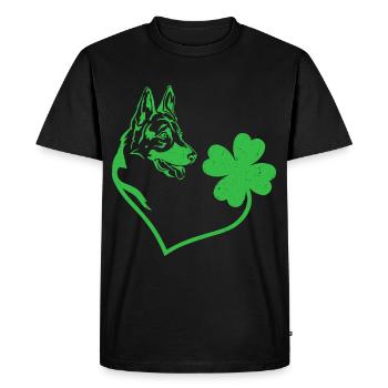 German Shepherd Cloverleaf Heart Cloverleaf - Men's Premium Organic T-Shirt - black - Front - Nico (187cm)