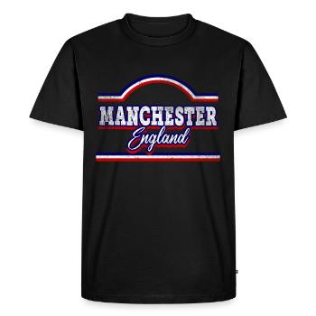 Manchester Angleterre UK City Font Vintage Rétro - T-shirt Premium bio Homme - noir - Devant - Nico (187cm)