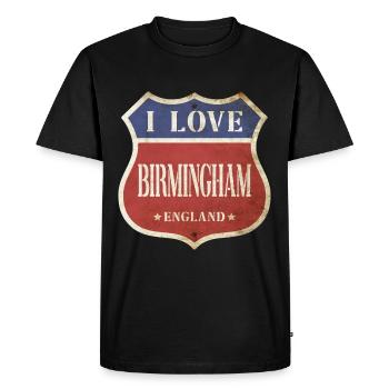 Birmingham Angleterre UK City J’aime Vintage Retro - T-shirt Premium bio Homme - noir - Devant - Nico (187cm)