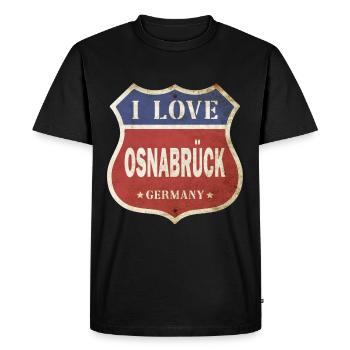 Osnabrück Germany City I Love Vintage Retro - Men's Premium Organic T-Shirt - black - Front - Nico (187cm)