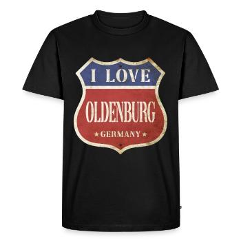 Oldenburg Germany City I Love Vintage Retro - Men's Premium Organic T-Shirt - black - Front - Nico (187cm)