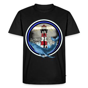 Marine Mammals Fish Whale Lighthouse Sea Coast Ahoy - Men's Premium Organic T-Shirt - black - Front - Nico (187cm)