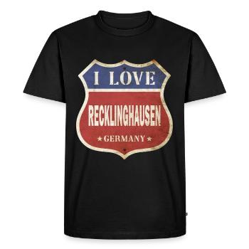 Recklinghausen Germany I Love Vintage Retro - Men's Premium Organic T-Shirt - black - Front - Nico (187cm)