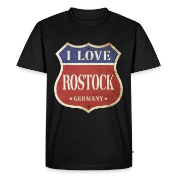 Rostock Allemagne Ville J’aime Vintage Rétro - T-shirt Premium bio Homme - noir - Devant - Nico (187cm)