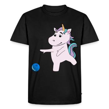 Unicorn plays bowling - Men's Premium Organic T-Shirt - black - Front - Nico (187cm)