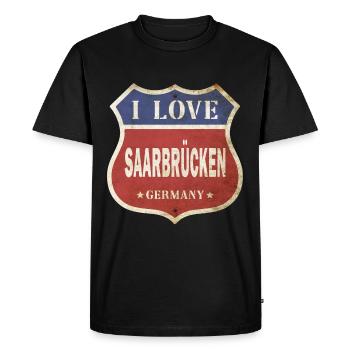 Saarbrücken Germany City I Love Vintage Retro - Men's Premium Organic T-Shirt - black - Front - Nico (187cm)