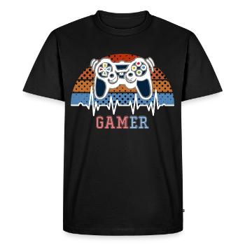 Console de Jeux Gamer Battement de Coeur - T-shirt Premium bio Homme - noir - Devant - Nico (187cm)