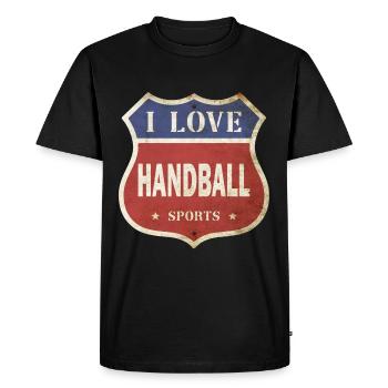 Handball I Love Vintage Retro Shield Route Sport - Men's Premium Organic T-Shirt - black - Front - Nico (187cm)
