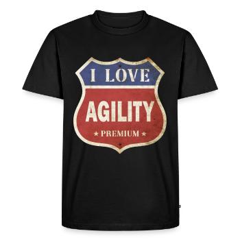 I Love Agility Dog Dog Sport Vintage Retro Sport - Men's Premium Organic T-Shirt - black - Front - Nico (187cm)