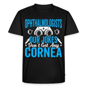 L’ophtalmologiste plaisante, n’a pas d’opticiens cornéens - T-shirt Premium bio Homme - noir - Devant - Nico (187cm)