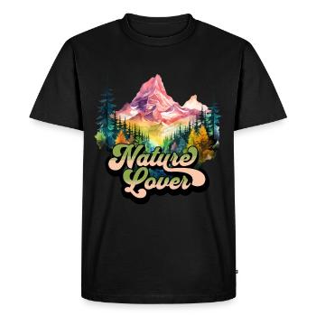 Nature, Aventure, Nature sauvage, Montagnes, Forêt, Arbres, Coloré - T-shirt Premium bio Homme - noir - Devant - Nico (187cm)