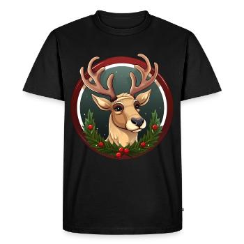 Deer Christmas - Men's Premium Organic T-Shirt - black - Front - Nico (187cm)