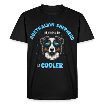 Aussie - like a normal dog but cooler turquoise - Men's Premium Organic T-Shirt - black - Front - Nico (187cm)
