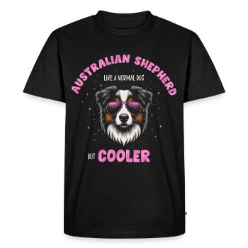 Aussie - like a normal dog but cooler pink - Men's Premium Organic T-Shirt - black - Front - Nico (187cm)