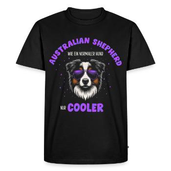 Aussie - like a normal dog only cooler purple - Men's Premium Organic T-Shirt - black - Front - Nico (187cm)