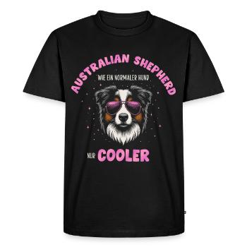 Aussie - like a normal dog only cooler pink - Men's Premium Organic T-Shirt - black - Front - Nico (187cm)