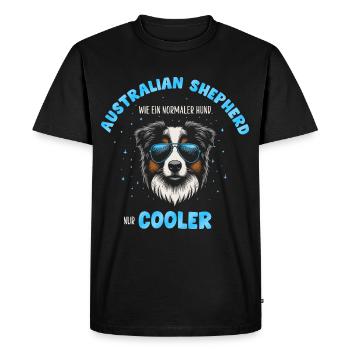 Aussie - like a normal dog only cooler turquoise - Men's Premium Organic T-Shirt - black - Front - Nico (187cm)