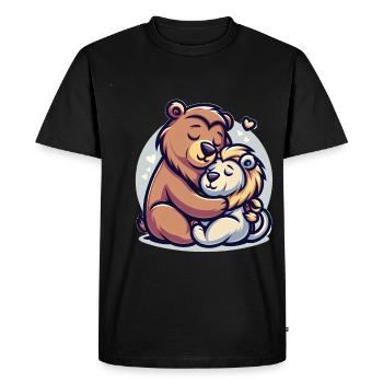 Ours câlin et lion amoureux - T-shirt Premium bio Homme - noir - Devant - Nico (187cm)