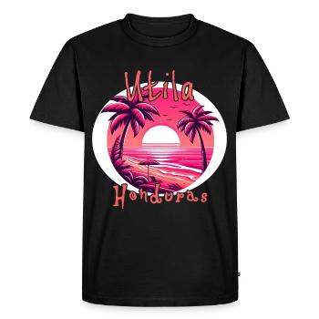 Sunset in Utila, Honduras - Men's Premium Organic T-Shirt - black - Front - Nico (187cm)