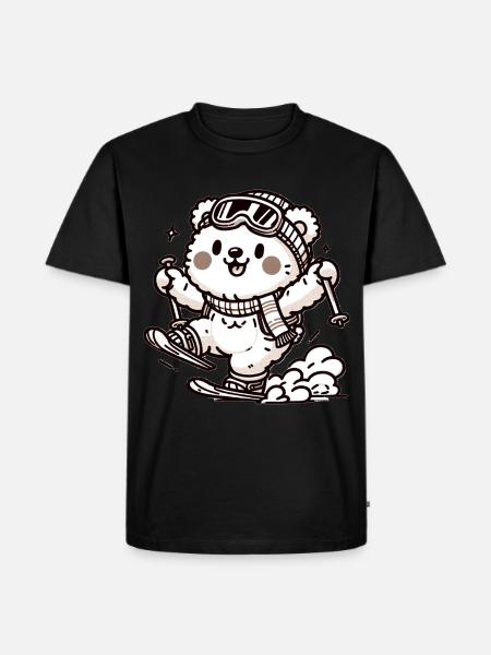 Cute Skier Bear - Men's Premium Organic T-Shirt - black