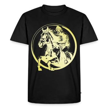 Monter à cheval homme - T-shirt Premium bio Homme - noir - Devant - Nico (187cm)