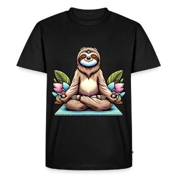 Relaxed Yoga Sloth Meditation - Men's Premium Organic T-Shirt - black - Front - Nico (187cm)