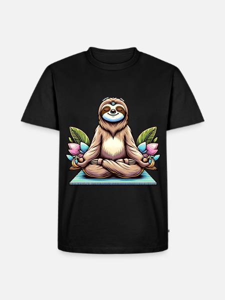 Relaxed Yoga Sloth Meditation - Men's Premium Organic T-Shirt - black