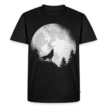 Wolf Conservation Predators Nature Full Moon Forest - Men's Premium Organic T-Shirt - black - Front - Nico (187cm)
