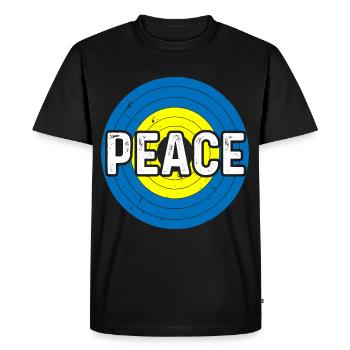 Paix Arc-en-ciel Cercle Paix Liberté Amour - T-shirt Premium bio Homme - noir - Devant - Nico (187cm)
