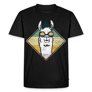 Lama Llama Alpaca - Men's Premium Organic T-Shirt - black - Front - Nico (187cm)