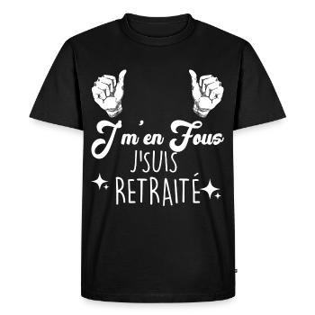 Homme retraité Je M'en Fous Cadeau Papy - T-shirt Premium bio Homme - noir - Devant - Nico (187cm)