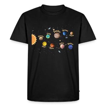 Système solaire Planète Espace Enfants Connaissances - T-shirt Premium bio Homme - noir - Devant - Nico (187cm)