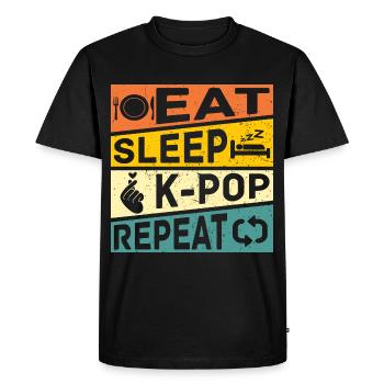 Manger Dormir K Pop Répéter Rétro K Pop - T-shirt Premium bio Homme - noir - Devant - Nico (187cm)