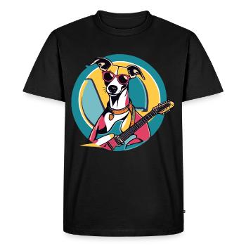 Cool Whippet Playing Electric Guitar - Men's Premium Organic T-Shirt - black - Front - Nico (187cm)