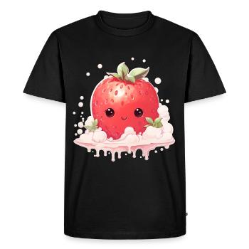 Strawberry Kawaii - Men's Premium Organic T-Shirt - black - Front - Nico (187cm)