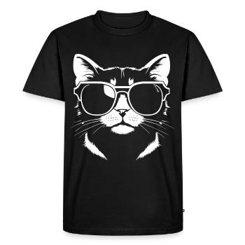 Drôle de chat avec des lunettes de soleil Chaton Sunglas Cats - T-shirt Premium bio Homme - noir - Devant - Nico (187cm)
