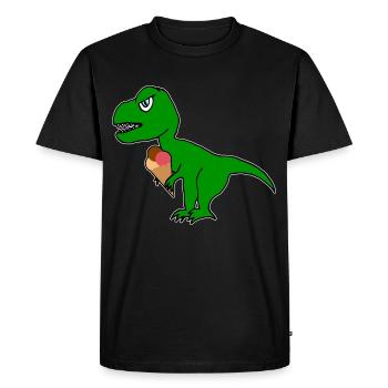Dino avec cornet de crème glacée doux Tyrannosaurus avec glace - T-shirt Premium bio Homme - noir - Devant - Nico (187cm)