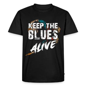 Le blues est vivant Gardez le blues vivant - T-shirt Premium bio Homme - noir - Devant - Nico (187cm)