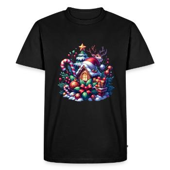 Cabane de neige de Noël - T-shirt Premium bio Homme - noir - Devant - Nico (187cm)