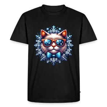 Noël Chat Flocon de neige Noël - T-shirt Premium bio Homme - noir - Devant - Nico (187cm)