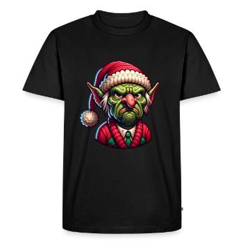 Christmas Gnome Elf Sad - Men's Premium Organic T-Shirt - black - Front - Nico (187cm)