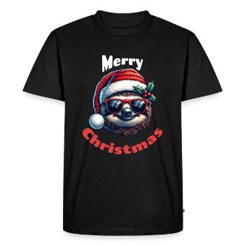 Christmas Sloth Merry Christmas - Men's Premium Organic T-Shirt - black - Front - Nico (187cm)