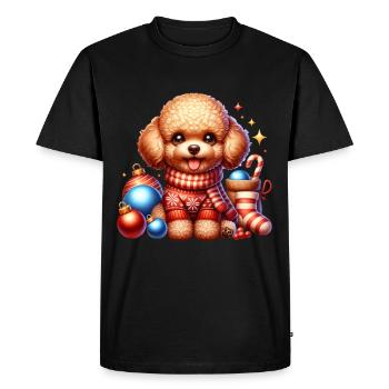 Jouet Caniche Chien Noël Famille Enfants Père Noël - T-shirt Premium bio Homme - noir - Devant - Nico (187cm)