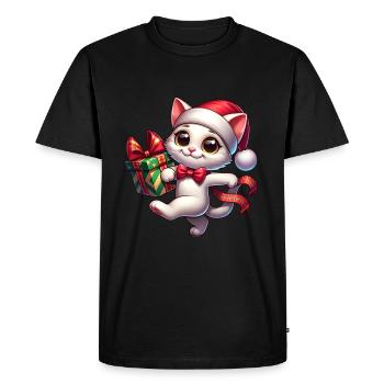 Chat de Noël 2024 Noël - T-shirt Premium bio Homme - noir - Devant - Nico (187cm)