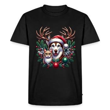 Reindeer Antlers Dog Cat - Men's Premium Organic T-Shirt - black - Front - Nico (187cm)