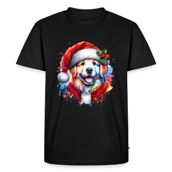 Père Noël Chien Père Noël - T-shirt Premium bio Homme - noir - Devant - Nico (187cm)