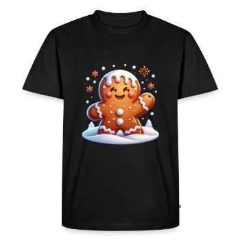 Gingerbread Gingerbread Man Gingerbread Child Sweet Xmas - Men's Premium Organic T-Shirt - black - Front - Nico (187cm)