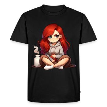Personnage d’anime avec bouillotte - T-shirt Premium bio Homme - noir - Devant - Nico (187cm)