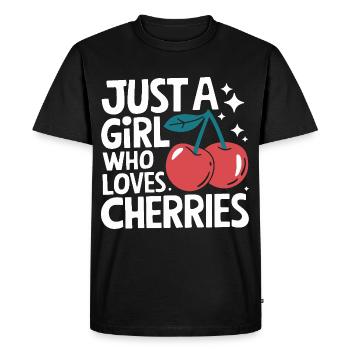 Cherries Cherries Fruits Food - Men's Premium Organic T-Shirt - black - Front - Nico (187cm)